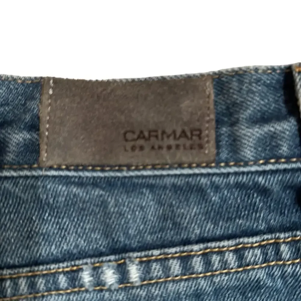 Carmar Women’s All Cotton High Rise Straight Leg Distressed Jeans Size 28 - Picture 6 of 8